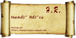 Hankó Róza névjegykártya